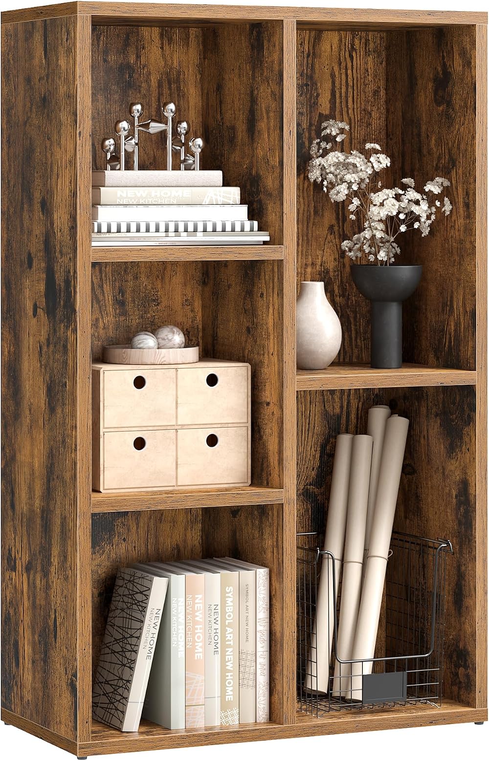 VASAGLE Bookcase 5 Compartments Rustic Brown LBC025X01 Storage Shelf