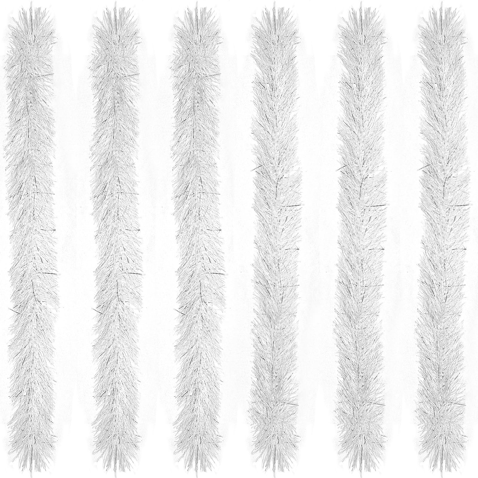 LACGO Pack of 6 Feather Boas,Artificial Fluffy Boas Decoration, Fancy Dress for Women, Fancy Costume for Girls, Dress up Dancing Halloween, Christmas, Hen PartyDecor (White)