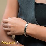 MagnetRX Women's Ultra Strength Magnetic Bracelet Titanium Silver Adjustable view 2