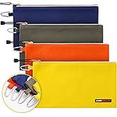 FunOwlet Utility Canvas Zipper Tool Bag - Heavy Duty Tools Pouch with Carabiner, Multi-Purpose Storage Organizer Clip on Tote