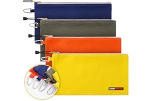 FunOwlet Utility Canvas Zipper Tool Bag - Heavy Duty Tools Pouch with Carabiner, Multi-Purpose Storage Organizer Clip on Tote