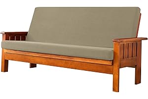 CHUN YI Jacquard Futon Cover Full Size Futon Mattress Cover Stretch Foldable Sofa Bed Covers Washable Futon Slipcover Fit for 6 to 8 Inches Sofa Cover (Sand)