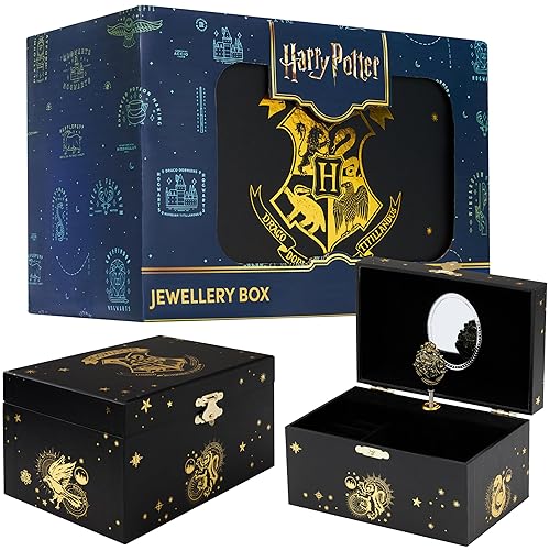 Harry Potter Musical Jewellery Storage Box for Girls with Spinning Hogwarts Crest Jewel Storage Kids, Gifts