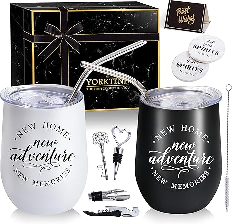 Amazon Com Housewarming Gifts New Home Gifts For Home House Warming Presents For Women Family Gifts Ideas For Couples New Home New Adventure New Memories Stemless Wine Glasses Couples Gifts Wine