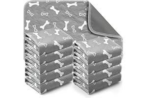 10 Pieces Washable Pee Pads for Dogs, 16 x 24 Inch Reusable Puppy Pads, Non-Slip High Urine Absorption Waterproof Pets Pad Po