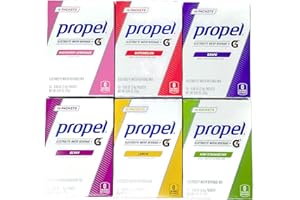 FUAUFAS Propel Powder Packets Drink Mix Singles Variety of 6 Lemon, Grape, Berry, Raspberry Lemonade, and Kiwi Strawberry