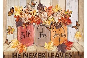 KINPLUB Fall for Jesus Diamond Painting Kits for Adults, Flowers 5D Diamond Art Kits for Beginners, DIY Full Round Drill Paint by Diamonds, Autumn Home Wall Decor 12 x 16 Inch
