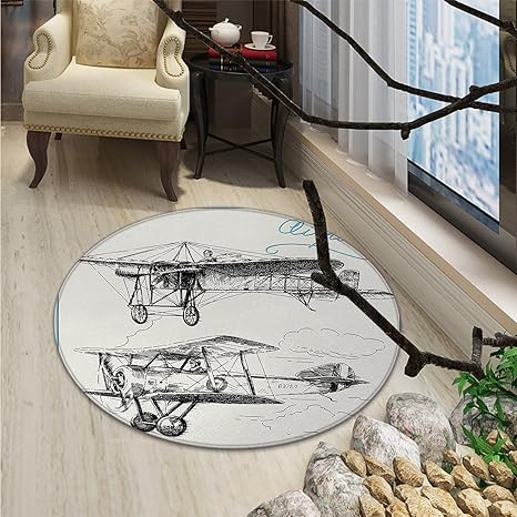 Amazon Com Airplane Small Round Rug Carpet Classic