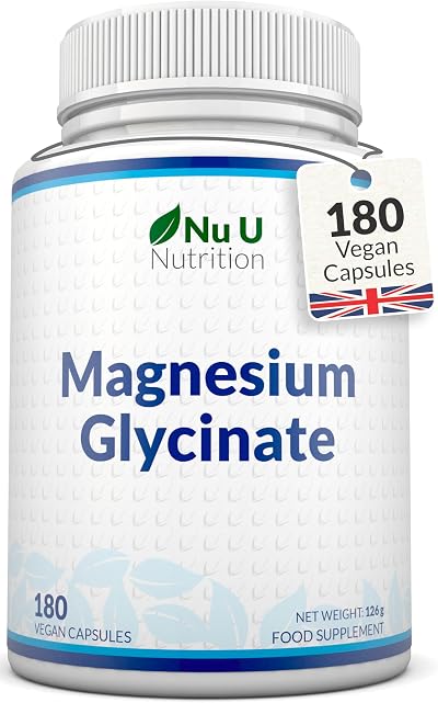 Nu U Nutrition Magnesium Glycinate 1000mg 180 Capsules Vegan UK Made
