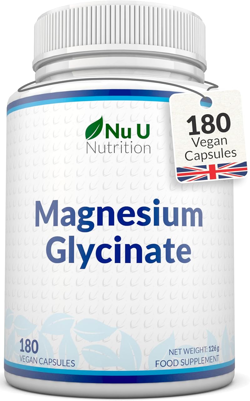Nu U Nutrition Magnesium Glycinate 1000mg 180 Capsules Vegan UK Made