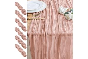 Xiomot 6PCS Table Runner Cheesecloth 10FT Dusty Pink Boho Gauze Cheese Cloth Rustic Sheer Table Runners for Wedding Bridal Baby Shower Party Decoration
