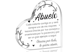 Yopyame Spanish Grandpa Acrylic Gifts - Regalos para Abuelo Heart Acrylic Plaque Ideas Keepsake Paperweights for Grandpa in Spanish Father's Day Christmas Gifts for Grandpa from Granddaughter Grandson