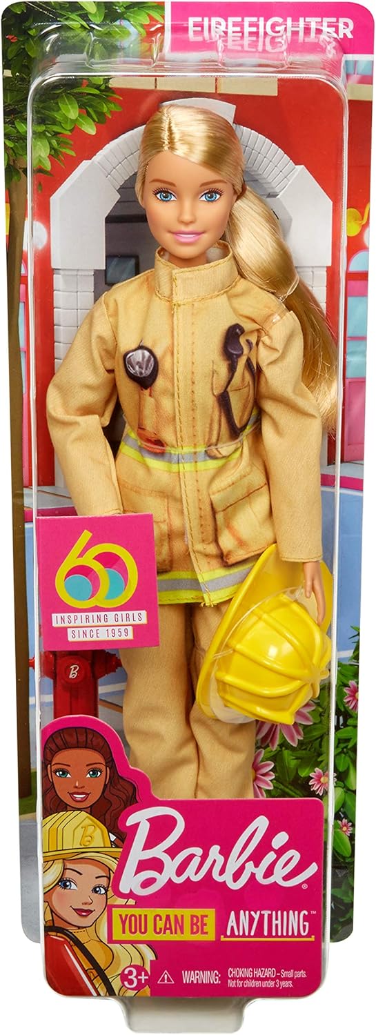 Amazon.es: Barbie Quiero Ser Bombera, muñeca 60 aniversario con accesorios (Mattel GFX29): Juguetes y juegos