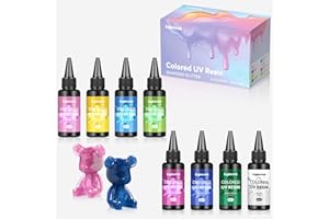 LIGHTWISH Colored UV Resin,400g Diamond Glitter Effect 8 Colors UV Resin Kit,Odorless,Quick Ultraviolet Curing UV Resin for Small Craft,Jewelry Making,DIY Making