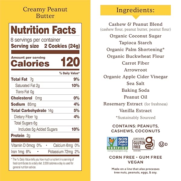 SIMPLE MILLS CREAMY PEANUT BUTTER SANDWICH COOKIES – GLUTEN FREE, VEGAN, HEALTHY SNACKS, 6.7 OUNCE (PACK OF 1)