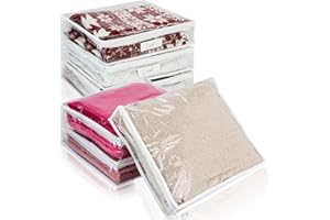 Clear Zippered Storage Bags Plastic Sweater Storage Bags with Zipper 6 Packs Clothing Organizer for Blankets Linen Sweater Be