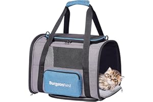 BurgeonNest Cat Carriers for Small Cats Under 15, Small Pet Carrier with Unique Side Bag,Top Load Small Animal Carrier Soft-Sided Escape Proof with 4 Ventilated Windows
