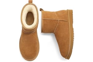 Litfun Genuine Suede Mini Boots for Women Winter Warm Fuzzy Boots Comfort Snow Boots with Fur Lined