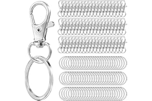 120 PCS Metal Keychain Clip, 60 Pcs Key Chain Rings and 60 Pcs Key Chain Clip Swivel Keychain Hook for Lanyard Jewelry DIY Cr