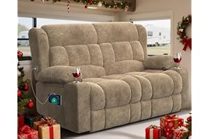 MisUMis RV Loveseat Recliner Sofa, Wall Hugger Reclining Loveseat RV Couch | RV Reclining Loveseat with USB Ports, Cup Holders, Pockets, 150° Adjustable RV Furniture Recliners for Travel & Home Theater