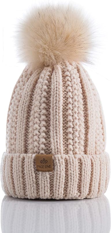 Women's cable knit bobble hat Clearance