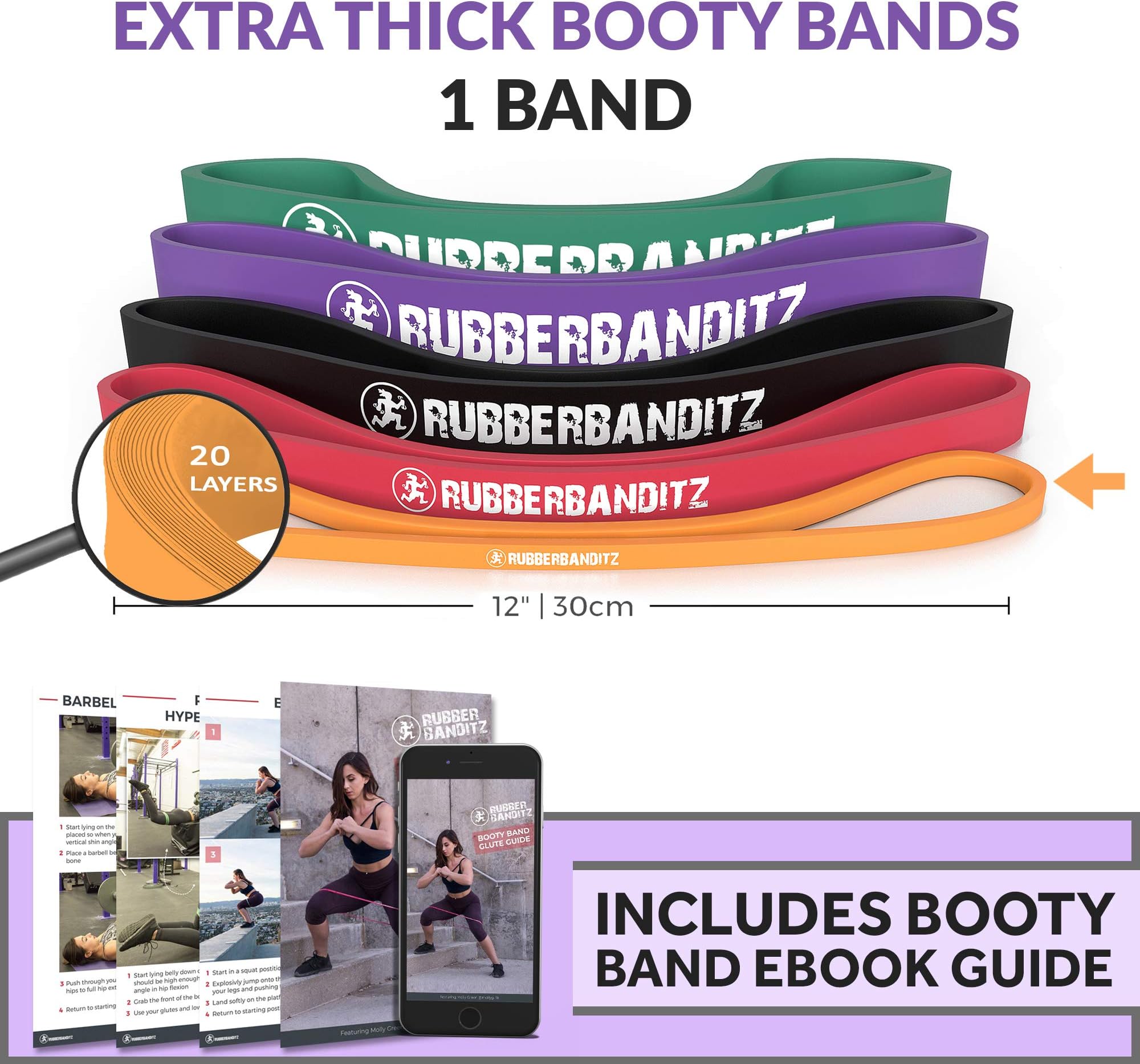 Rubberbanditz 12 inch Continuous Loop Recovery Rehab Therapy Band - 5-150 lbs