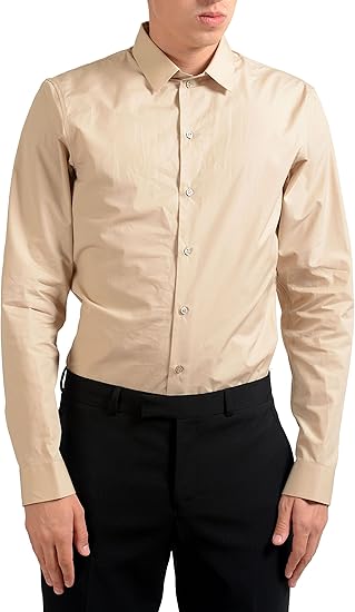 Amazon Jil Sander メンズ 長袖ドレスシャツ Us 16 It 41 ベージュ シャツ 通販