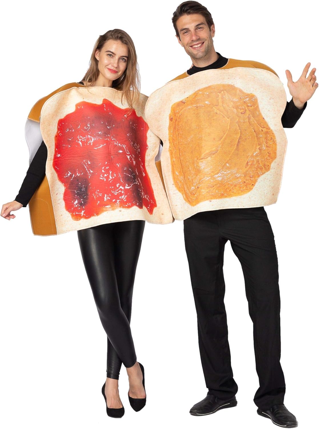 Peanut Butter and Jelly PBJ Costume Adult Couple Set w/one Peanut Butter Plush and One Jelly Plush for Halloween: Clothing