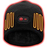 QILOVE 7.4V Heated Beanie for Men & Women - Rechargeable Winter Electric Skull Cap for Skiing, Hunting, Cold Weather (Black)