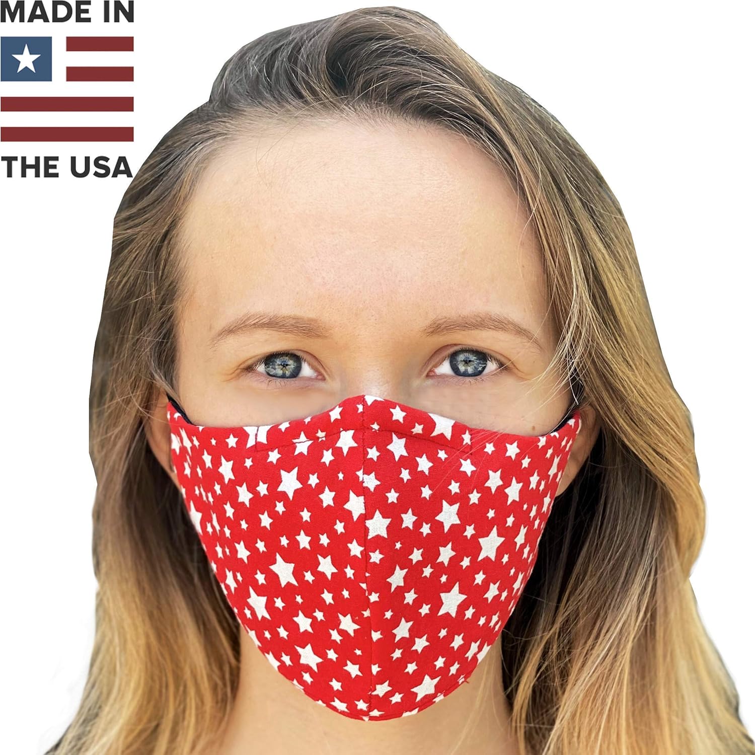 Red Face mask with Nose Wire Filter Pocket and adjustable