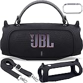 Aenllosi for JBL Charge 6 Wireless Bluetooth Speaker Silicone Cover Case with Adjustable Shoulder Strap,Black (Case Only)