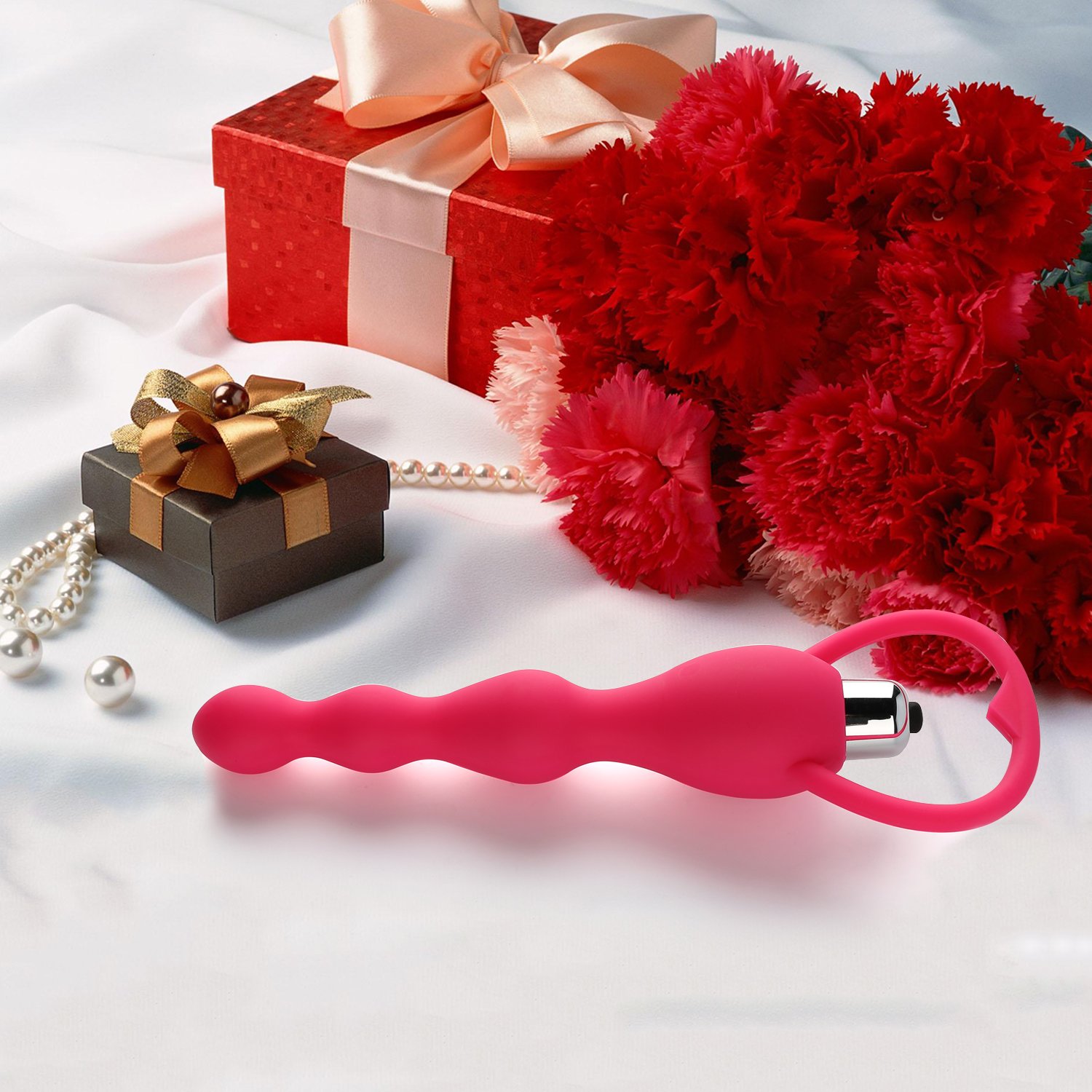 CRDC Life Unisex Safe Anal Beads Massager Silicone Anal Plug Vibrator Massager (pink)