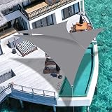 Teynewer 5x5x5m Triangle Shade Sail Waterproof UV 98% Light Grey with Rope view 4