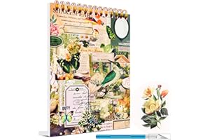 Diuhofart Vintage Washi Sticker Book for Journaling - 900+ Mini Scrapbooking Stickers, Ephemera for Junk Journal Bujo Scrapbook Supplies DIY Crafts Arts 50 Sheets (Green)