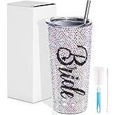 Vesici Bling Diamond Bride Tumbler 20 oz Bridal Insulated Tumbler with Straw and Lid Bridal Shower Gifts Wedding Gifts for Bride Engagement Party Bachelorette Maid of Honor Cup(Stylish)
