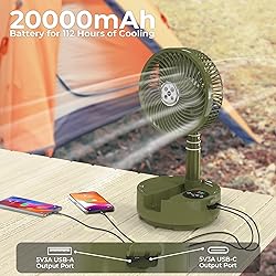 20000mAh Battery Operated Oscillating Table Fan