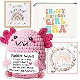 NANCGOU Positive Crochet Axolotl, Mini Handmade Emotional Supporting Plush Birthday Gifts for Teen Girls Women Friends Sister, Cute Birthday Christmas Stocking Stuffers