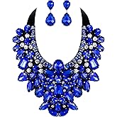 Flyonce Costume Jewelry for Women, 9 Colors Rhinestone Crystal Statement Necklace Earrings Set
