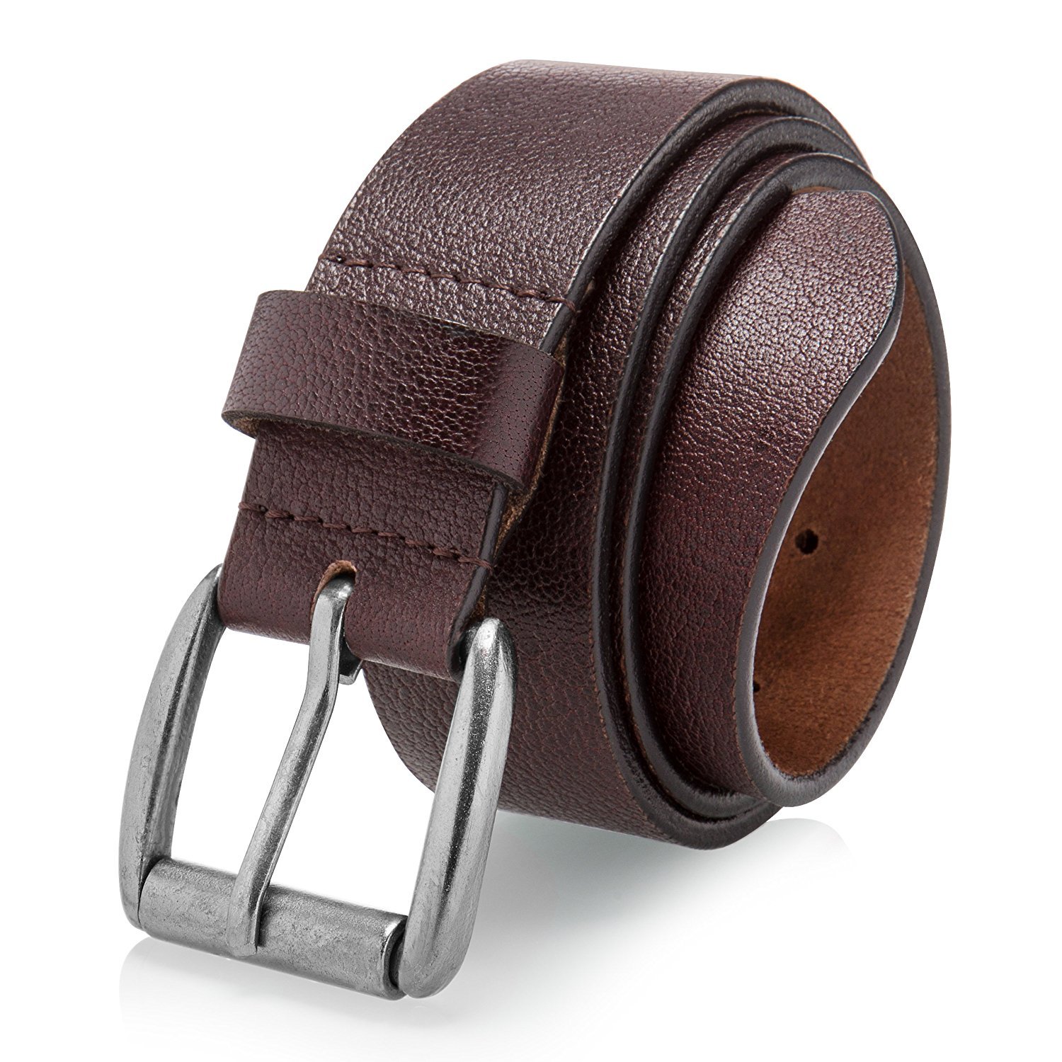 Men's Casual Jean Belt Soft Top Grain Leather Roller Buckle 38MM 1.5