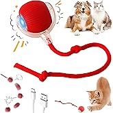 Purrmitive 2026 Durable Interactive Cat Toys for Indoor Cats, Dog Toys Ball, Rolling Pet Ball, Smart Automatic Cat Chase Balls Toy, Interactive Dog Toys Speedy Tail,Kitten &amp; Cat Toys Interactive (Red)