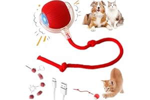 GENERIC Purrmitive 2025 Durable Interactive Cat Toys for Indoor Cats, Dog Toys Ball, Rolling Pet Ball, Smart Automatic Cat Chase Balls Toy, Interactive Dog Toys Speedy Tail,Kitten & Cat Toys Interactive (Red)
