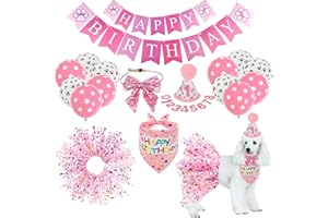 DULUDULU Dog Birthday Bandana Hat Girl Dogs Birthday Party Supplies Red Bowtie Dogs Tutu Skirt for Girl Dog Birthday Decorations