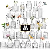 Anquephd Glass Bud Vase Set of 32PCS Wedding Centerpieces for Tables,Mini Clear Bud Vases for Flowers,Small Flower Vases Suitable for Birthday Party,Anniversary,Wedding,Baby Shower (Clear, 32PCS)