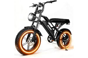 Elecby 1500W Peak Electric Bike for Adults, 28MPH 48V 13Ah Removable Battery, 60 Mile Range, 16"x4.0" Fat Tire, 7-Speed E-Bike with Dual Suspension – Commuter Ebike for Men & Women