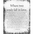 Lang Leav "When Two Souls Fall in Love" Love Quotes Wall Decor - Romantic Distressed Romantic Letter Design - Soulful - Wall Art for Weddings (Unframed, 18 x 24 inches)