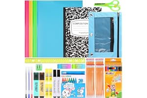 ASONA 82 Pieces Back to School Supplies Kit for Kids K-12, School Essentials Supplies Set Bulk for Girls, Boys, Teachers. Includes Crayons, Pencils, Folders, Notebooks and Much More for Students All Ages