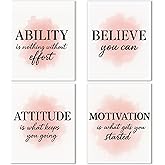 Noaleviax Pink Inspirational Wall Poster Set - Coquette Motivational Theme Decor, Affirmations Pictures Aesthetic Wall Art for Classroom Home Bedroom Bathroom Decor, 8x10 Unframed, Set of 4