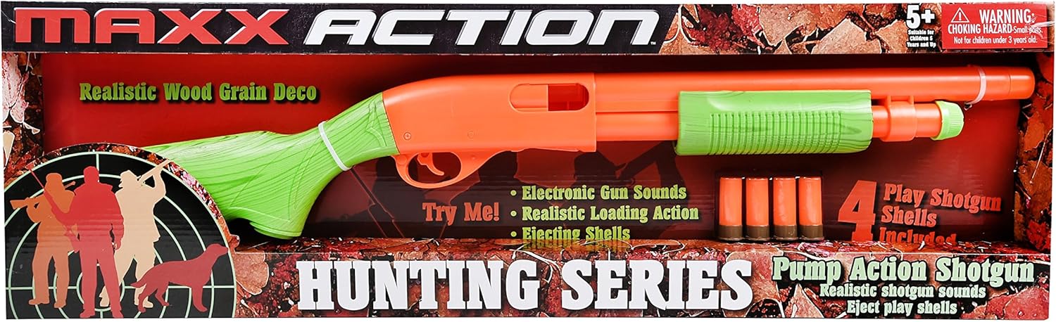 Sunny Days Entertainment Pump Action Shotgun – With Realistic Sounds and Ejecting Play Shells Orange Hunting Role Play Toy For Kids NY and CA Compliant – Maxx Action: Toys & Games