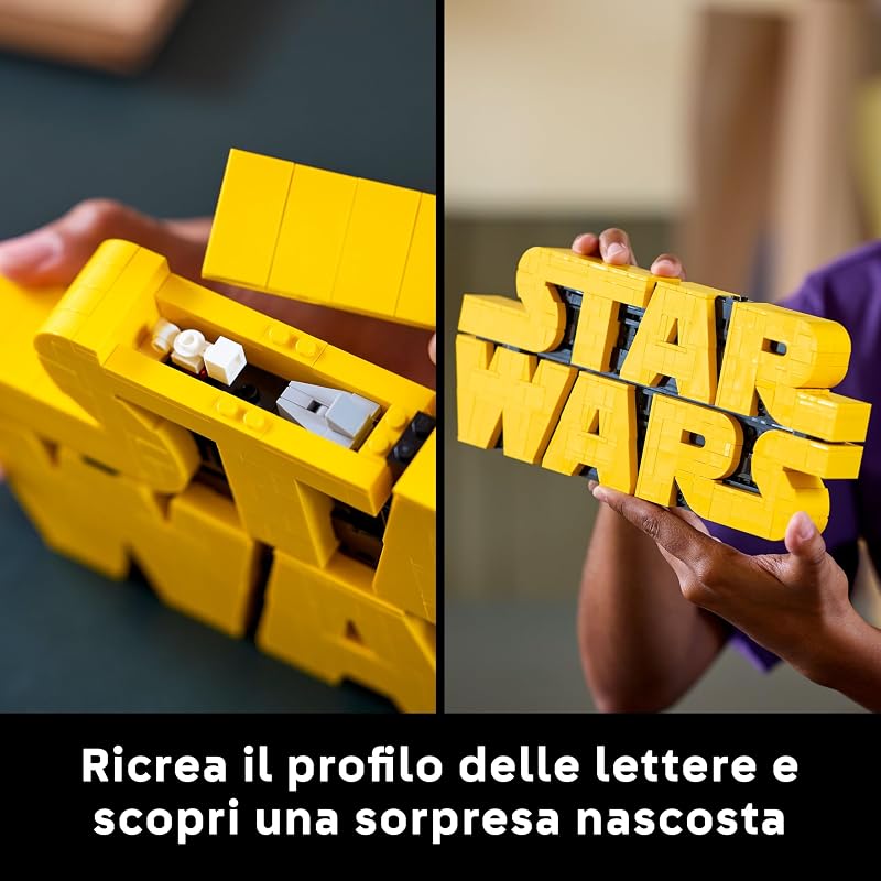 Star Wars 75407 Logo Star Wars in Mattoncini - Set di Costruzioni per Adulti Fai-da-Te - Kit di Modellismo da Collezione dalla Cultura Pop - Gadget da Esposizione per Casa o Ufficio - Idea Regalo — foto 4 di 8