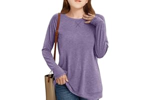 CHARMWM Girls Long Sleeve Shirts Cute Crew Neck Tshirts Kids Fall Back to School Tops Soft Clothes Size 10-12